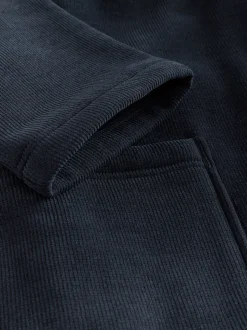 Bleu marine - Peignoir texturé en velours côtelé