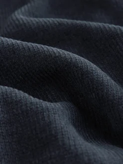 Bleu marine - Peignoir texturé en velours côtelé