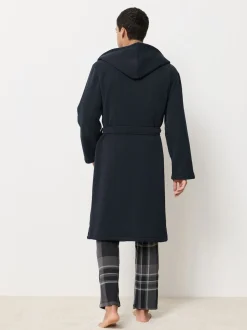 Bleu marine - Peignoir texturé en velours côtelé