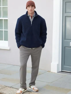 Bleu marine - Polaire en peau de mouton à col zippé