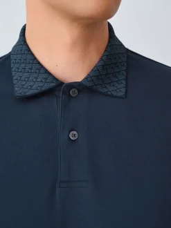 Bleu marine - Polo à col intelligent Manches courtes