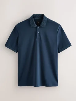 Bleu marine - Polo à col intelligent Manches courtes