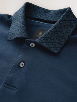 Bleu marine - Polo à col intelligent Manches courtes