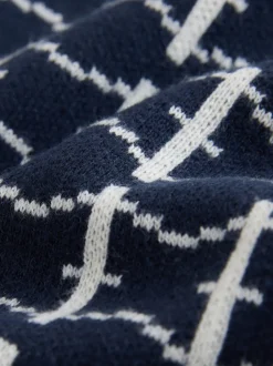 Bleu marine - Polo décontracté en maille à manches courtes et motif géométrique