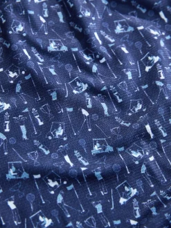 Bleu marine - Polo de golf à imprimé géométrique actif
