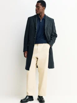 Bleu marine - Polo texturé élégant à col zippé