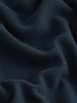 Bleu marine - Polo texturé élégant à col zippé