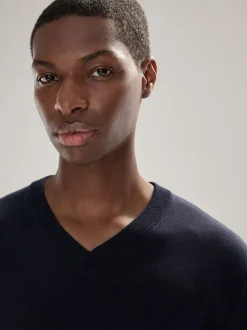 Bleu marine - Pull à manches longues riche en coton