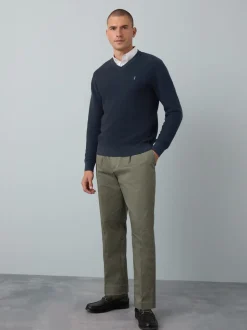 Bleu marine - Pull Oxford texturé coupe classique