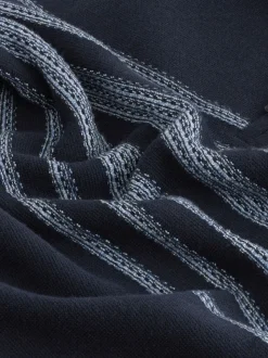 Bleu marine - Pulls à encolure zippée à rayures sur la poitrine Coupe classique Essential