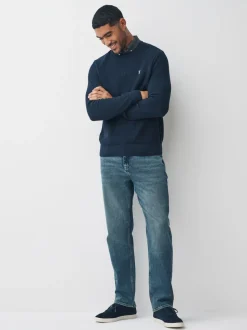 Bleu marine - Pulls Coupe classique côtelé à Texture simulée