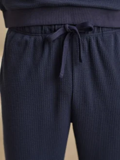 Bleu marine - Pyjama doux Gaufré Manches longues