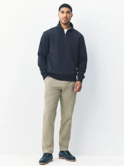 Bleu marine - Quart de zip - Sweat-shirt en jersey riche en coton