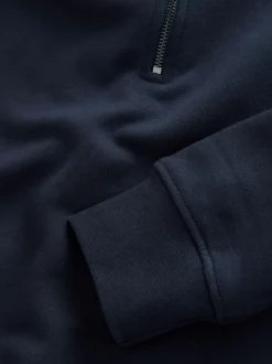 Bleu marine - Quart de zip - Sweat-shirt en jersey riche en coton