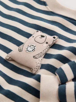 Bleu marine à rayures - Robe sweat à jupe en maille (3mois7ans)