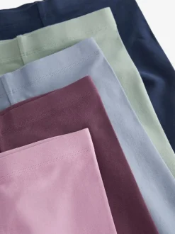 Bleu marine / Rose / Vert sauge / Bleu jean - Lot de 5 leggings (3-16ans)