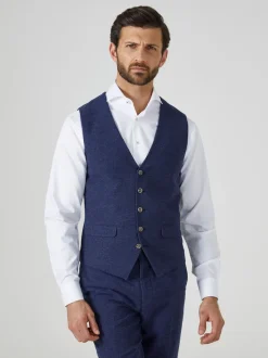 Bleu marine - Skopes Jude Tweed Coupe sur mesure Suit Gilet
