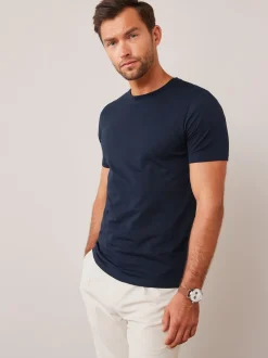 Bleu marine - Slim Fit (Slim Fit) - T-shirt Essential Col rond en coton