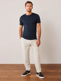 Bleu marine - Slim Fit (Slim Fit) - T-shirt Essential Col rond en coton