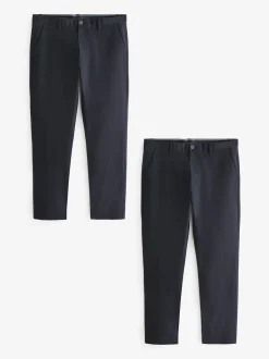 Bleu marine - Slim Fit (Slim Fit) - Pantalon chino extensible 2 Pack