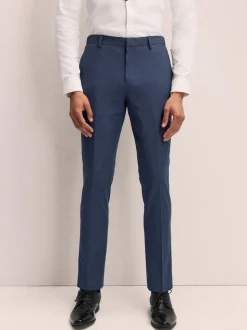 Bleu marine - Slim Fit (Slim Fit) - Pantalons extensibles à taille élastiquée Motionflex