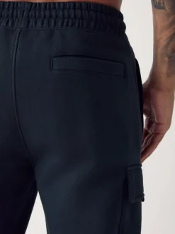 Bleu marine - Slim Fit (Slim Fit) - Joggings Cargos Coupe ajustée lourds brossés