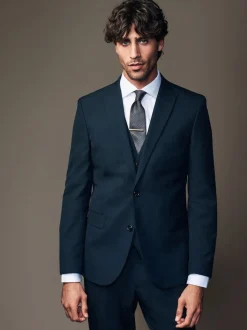 Bleu marine - Slim Fit (Slim Fit) - Veste de costume à deux boutons