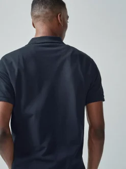 Bleu marine - Slim Fit (Slim Fit) - Polo Manches courtes Pique