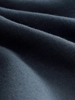 Bleu marine - Sweat à capuche zippé en jersey épais riche en coton