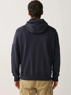 Bleu marine - Sweat à enfiler à capuche