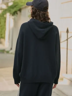 Bleu marine - Sweat-shirt à capuche compact et confortable à Manches longues