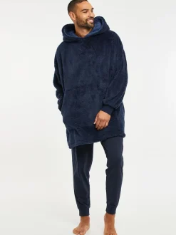 Bleu marine - Threadbare Borg Oversized Loungewear Sweat-shirt à capuche