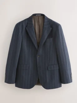 Bleu marine - Veste de Costume habillé à rayures en laine Blend