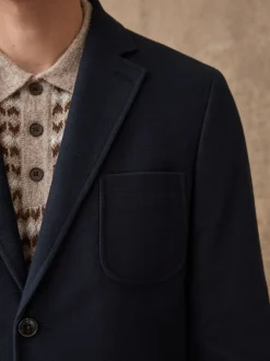 Bleu marine - Veste de costume en coton coupe décontractée