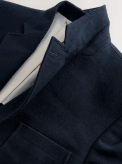 Bleu marine - Veste de costume en coton coupe décontractée