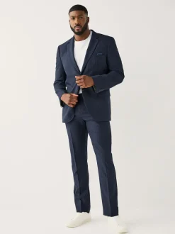 Bleu marine - Veste de costume extensible à rayures ajustée aux muscles Motionflex