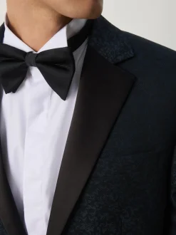 Bleu marine - Veste de costume coupe ajustée à motif jacquard