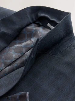 Bleu marine - Veste de costume slim à carreaux