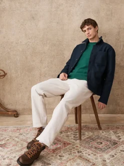 Bleu marine - Veste-chemise en polaire aspect laine