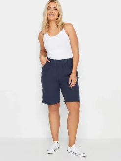 Bleu marine - Yours Curve Cool 100% Cotton Shorts