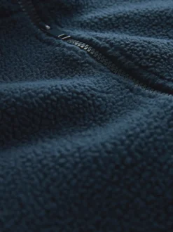 Bleu marine - Zippé sur toute la longueur - Polaire en peau de mouton