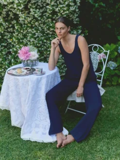 Bleu marine foncé - Pantalon Laura Ashley Lounge en maille