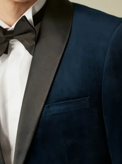 Bleu marine foncé - Slim Fit (Slim Fit) - Blazer en velours