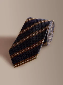 Bleu marine/ marron - Signature Silk Tie