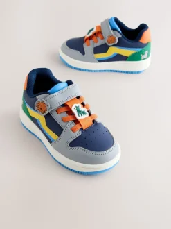 Bleu marine motif chiens - Baskets à lacets élastiques à fermeture tactile