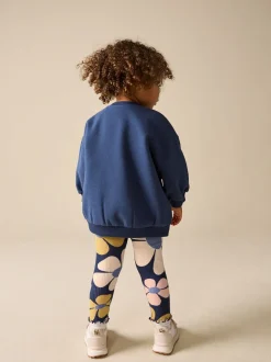 Bleu marine motif floral - Ensemble Sweatshirt et Leggings (3mths-7yrs)