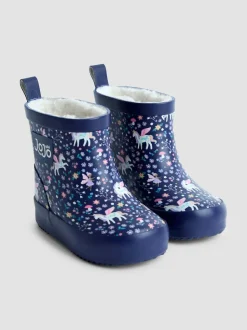 Bleu marine motif licorne - Bottes de pluie courtes confortables à imprimé JoJo Maman Bébé