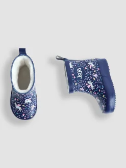 Bleu marine motif licorne - Bottes de pluie courtes confortables à imprimé JoJo Maman Bébé