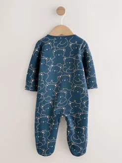 Bleu marine motif ours - Dors-bien pour bébé avec doublure en polaire