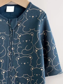 Bleu marine motif ours - Dors-bien pour bébé avec doublure en polaire